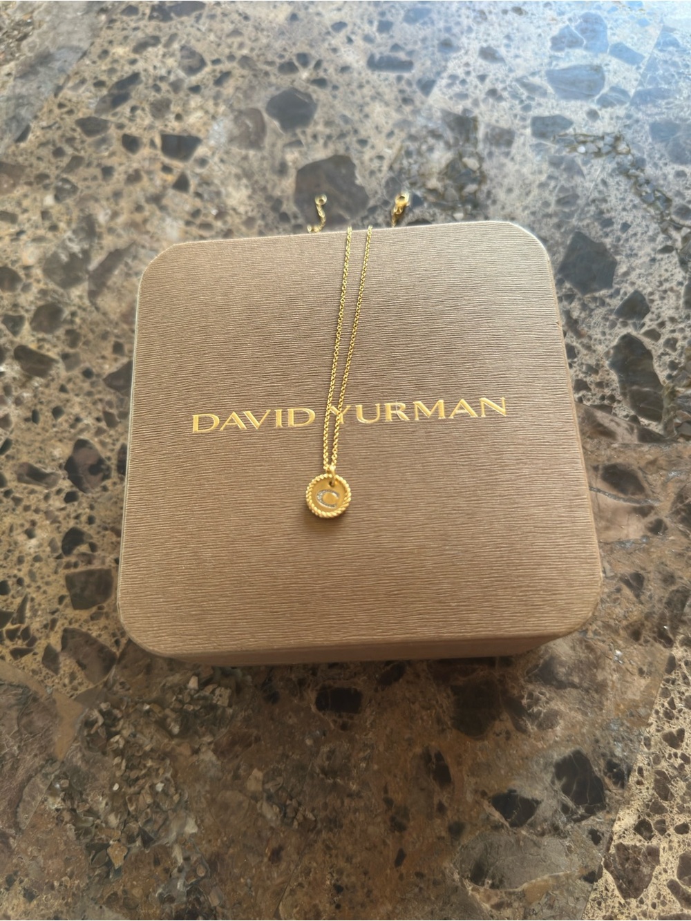 David Yurman Gold Cable Circle Pendant Necklace